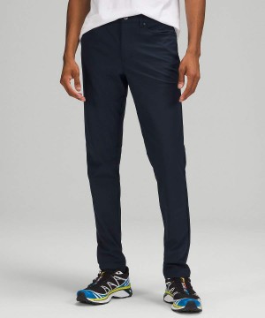 Lululemon ABC Slim-Fit 5 Pocket 32"L Warpstreme Byxor Herr Marinblå Sverige | ETNVQS502