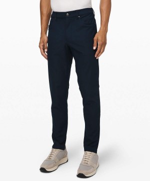 Lululemon ABC Slim-Fit 5 Pocket 34"L Warpstreme Byxor Herr Marinblå Sverige | DVFBKM237