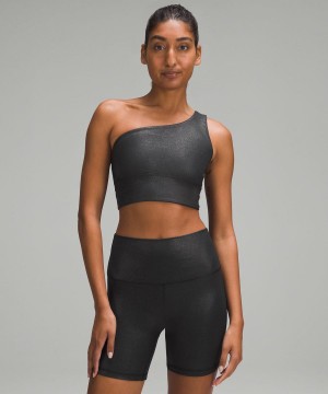 Lululemon Align™ Asymmetrical Räfflad Bra Light Support A/B Cup Shine Sport BH Dam Svarta Sverige | QKOFUS916