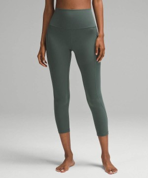 Lululemon Align™ High-Rise Crop with Pockets 23" Tights Dam Mörkgröna Sverige | IEGXTW835