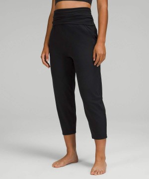 Lululemon Align™ Räfflad-Midja Cropped Joggingbyxor Dam Svarta Sverige | IUAVTY968