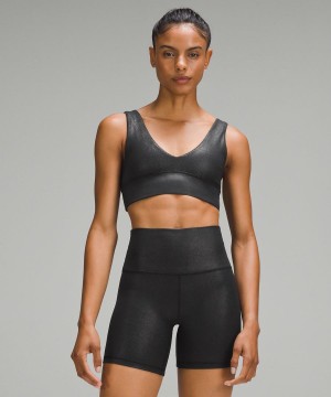 Lululemon Align™ Räfflad V-Neck Bra Light Support, A/B Cup Shine Sport BH Dam Svarta Sverige | YIFLTS870