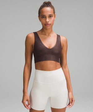 Lululemon Align™ Räfflad V-Neck Bra Light Support, A/B Cup Shine Sport BH Dam Choklad Sverige | CTQXJN918