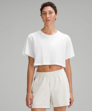 Lululemon All Yours Cropped T-shirt Dam Vita Sverige | NXBOFA973