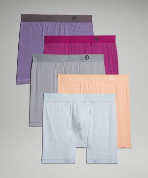Lululemon Always In Motion Boxer 5" 5 Pack Underkläder Herr Mörklavendel Grå Lila Blå Grå Sverige | YNJWKQ517