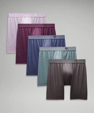 Lululemon Always In Motion Long Boxer 7" 5 Pack Underkläder Herr Grå Mörkgröna Bruna Lila Blå Mörkgröna Sverige | NOYWLB540