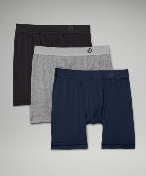 Lululemon Always In Motion Long Boxer with Fly 7" 3 Pack Underkläder Herr Svarta Grå Marinblå Sverige | CKIGHZ732