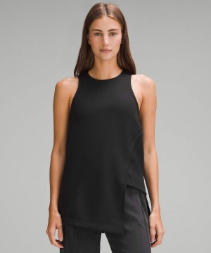 Lululemon Asymmetrical Side Cut-Out Linne Dam Svarta Sverige | ORDFEN108