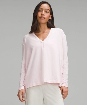 Lululemon Back In Action V-Neck Långärmad Tröja Dam Ljusröda Sverige | BMKAST230