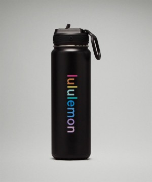 Lululemon Back to Life Sport Bottle 24oz Straw Lid Vattenflaska Dam Svarta Rosa Korall Gula Mintgröna Turkos Sverige | GARZPC378