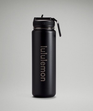 Lululemon Back to Life Sport Bottle 24oz Straw Lid Vattenflaska Dam Svarta Sverige | UKRJPD607