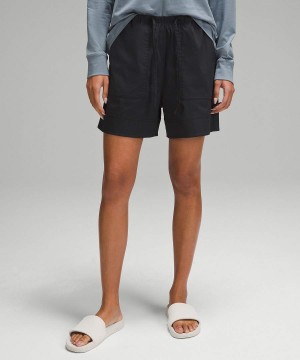 Lululemon Bomull-Blend Poplin 4" High-Rise Shorts Dam Svarta Sverige | GJCHER924