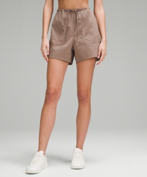 Lululemon Bomull-Blend Poplin 4" High-Rise Shorts Dam Khaki Sverige | SOPDHZ250