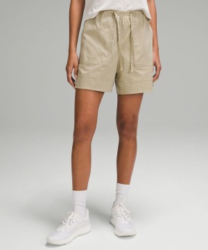Lululemon Bomull-Blend Poplin 4" High-Rise Shorts Dam Khaki Sverige | CDVWUT325