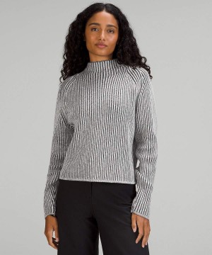 Lululemon Bomull-Cashmere Blend Mock Neck Tröjor Dam Gröna Marinblå Svarta Grå Svarta Sverige | QYIEBX319