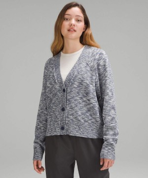 Lululemon Boxy Bomull-Blend Cardigan Tröjor Dam Marinblå Svarta Blå Sverige | GUJRKB735