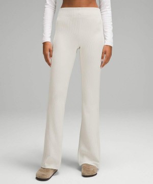 Lululemon Brushed Softstreme Räfflad Zip Flared Pant 32.5" Träningsbyxor Dam Beige Sverige | GQKULO457