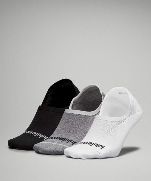 Lululemon Daily Stride Bekvämlighet No-Show 3 Pack Strumpor Herr Vita Grå Svarta Sverige | GMVIEH452