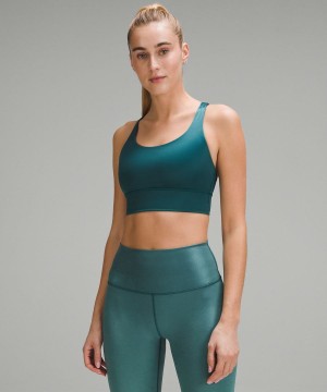 Lululemon Energy Longline Bra Medium Support, B-D Cups Foil Sport BH Dam Turkos Sverige | NIOBCR759