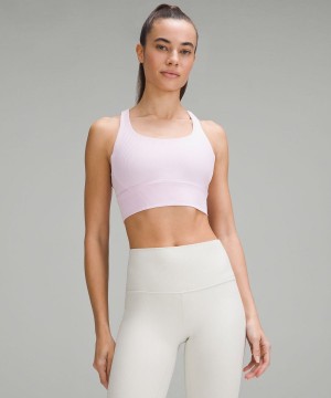 Lululemon Energy Longline Räfflad Bra Medium Support, B–D Cups Sport BH Dam Rosa Sverige | AFWPMO951