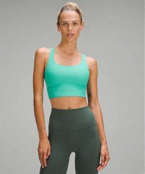 Lululemon Energy Longline Räfflad Bra Medium Support, B–D Cups Sport BH Dam Gröna Sverige | FWJIUX132