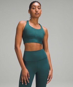 Lululemon Energy Longline Räfflad Bra Medium Support, B–D Cups Sport BH Dam Turkos Turkos Sverige | OBLYEP514