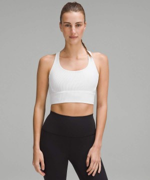 Lululemon Energy Longline Räfflad Bra Medium Support, B–D Cups Sport BH Dam Vita Sverige | UBWLJF167
