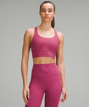 Lululemon Energy Räfflad Longline Bra Medium Support, B–D Cups Sport BH Dam Lila Sverige | QHBNYP754