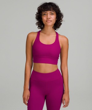 Lululemon Energy Räfflad Longline Bra Medium Support, B–D Cups Sport BH Dam Lila Sverige | IQDMTA842