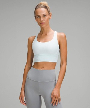 Lululemon Energy Räfflad Longline Bra Medium Support, B–D Cups Sport BH Dam Blå Sverige | NREXBW629
