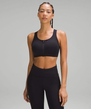 Lululemon Enlite Front-Zip Bra High Support, A–DDD(E) Cups Sport BH Dam Svarta Sverige | JYBOPG734