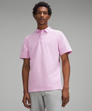 Lululemon Evolution Oxford Korta-Sleeve Piketröja Herr Lila Vita Sverige | VOBSRH015