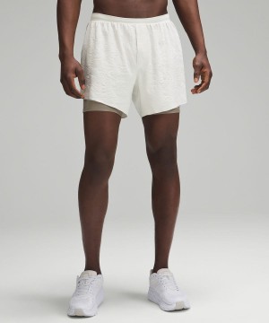Lululemon Fast and Free 5" Airflow Shorts Herr Beige Sverige | BSZWEO126