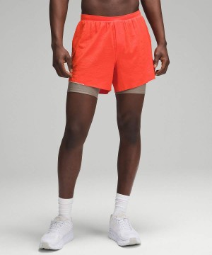 Lululemon Fast and Free 5" Airflow Shorts Herr Orange Sverige | OKBPCM087