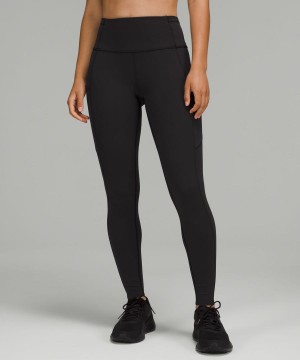 Lululemon Fast and Free Brushed Fabric 28" High-Rise Tights Dam Svarta Sverige | OLATWI837