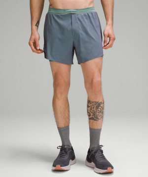 Lululemon Fast and Free Fodrade 5" Iridescent Shorts Herr Turkos Sverige | MKHJAR359
