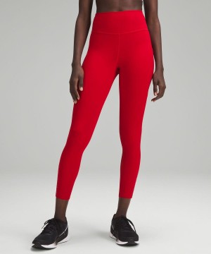 Lululemon Fast and Free High-Rise 25” Pockets Updated Tights Dam Mörkröda Sverige | ZLCWHA201