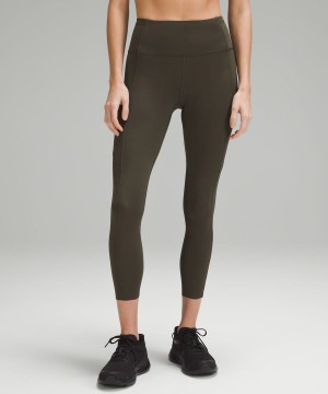 Lululemon Fast and Free High-Rise 25” Tights Dam Mörkolivgröna Sverige | YEJMDZ059
