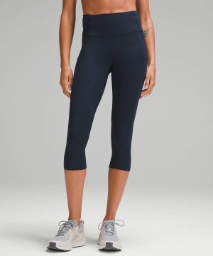 Lululemon Fast and Free High-Rise Crop 19" Tights Dam Marinblå Sverige | MGHAJF048