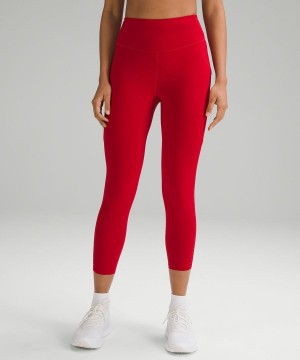 Lululemon Fast and Free High-Rise Crop 23" Pockets Updated Tights Dam Mörkröda Sverige | VAJKPW572