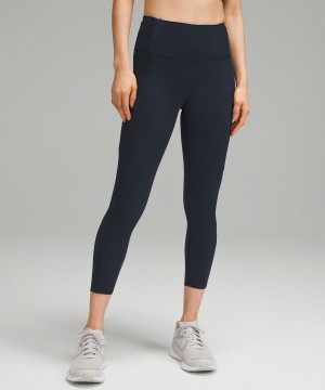 Lululemon Fast and Free High-Rise Crop 23" Tights Dam Marinblå Sverige | CAQBYH501