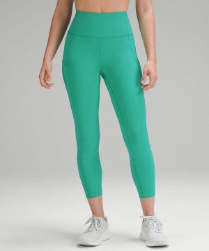 Lululemon Fast and Free High-Rise Crop 23" Tights Dam Gröna Sverige | JTVMNS830