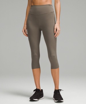 Lululemon Fast and Free High-Rise Crop with Pockets 19 Tights Dam Grå Sverige | KFIOEZ241