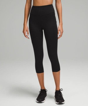 Lululemon Fast and Free High-Rise Crop with Pockets 19 Tights Dam Svarta Sverige | IDETKW964