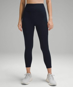 Lululemon Fast and Free High-Rise Thermal 25" Pockets Tights Dam Marinblå Sverige | CNWMUO298