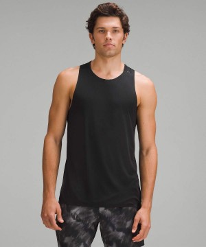 Lululemon Fast and Free Singlet Breathe Linne Herr Svarta Sverige | XPLQMR739