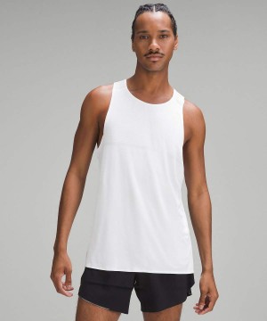Lululemon Fast and Free Singlet Breathe Linne Herr Vita Sverige | FDZEVK835