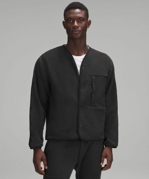Lululemon Fleece Snap-Front Cardigan Tröjor Herr Svarta Sverige | HWQPMC695