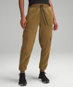 Lululemon Fleece + Ripstop Cargo High-Rise Full Length Vandring Joggingbyxor Dam Khaki Sverige | MLKTWA843