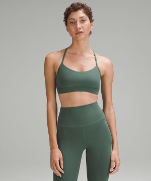Lululemon Flow Y Bra Nulu Light Support, A–C Cups Sport BH Dam Mörkgröna Sverige | WSMBYQ784